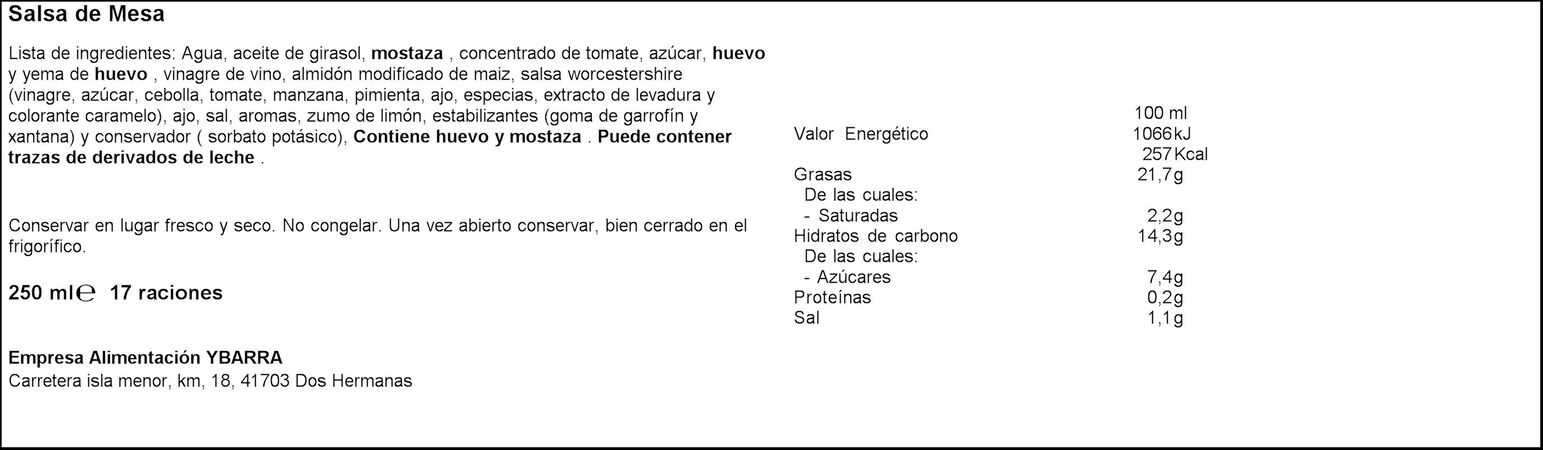 Salsa Ybarra 250ml burger new york