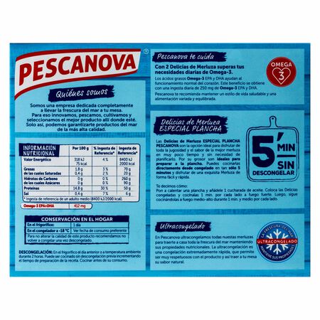 Delicias merluza Pescanova 360g especial plancha
