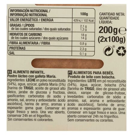 Alimento infantil natillas con galleta Beplus pack 2