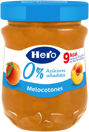 Confitura con 0% az&uacute;car a&ntilde;adido de melocot&oacute;n Hero 280g
