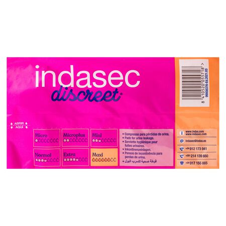 Compresas de incontinencia Indasec discreet 15 uds maxi