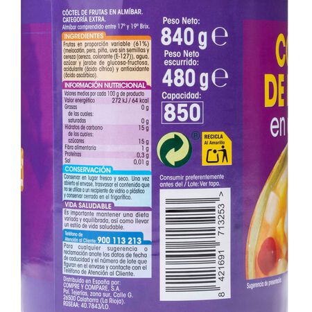 Coctel de frutas en almibar Alipende 480g