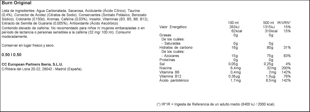 Bebida energética Burn 50cl