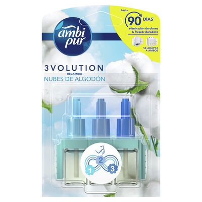 Ambientador el&eacute;ctrico Ambipur 3volution recambio nube de algod&oacute;n