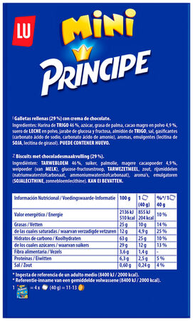 Galleta rellena Príncipe lu 160g mini