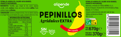 Pepinillos agridulce sin gluten Alipende 370g