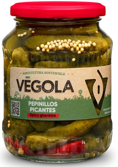Pepinillos picantes Végola "Agricultura sostenible" 190g
