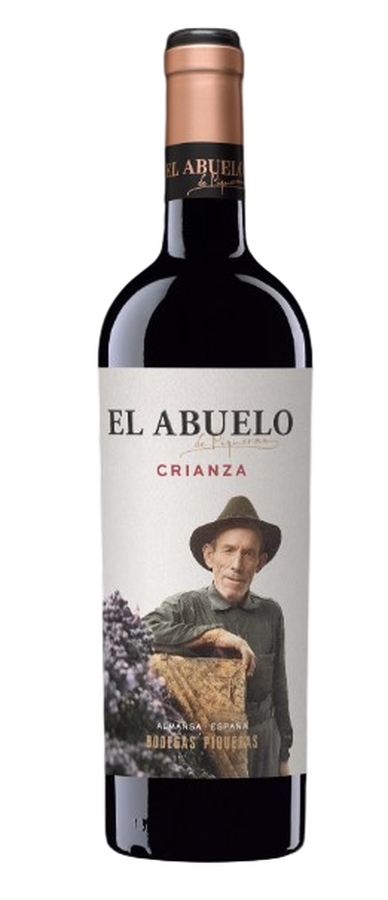 Vino tinto denominaci&oacute;n de origen almansa crianza El Abuelo de Piqueras 75cl