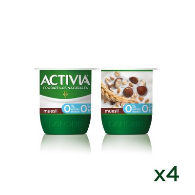 B&iacute;fidus Activia fibra desnatado 0% materia grasa pack 4 muesli