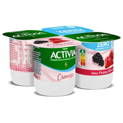 B&iacute;fidus Activia desnatado 0% materia grasa pack 4 sabor frutas silvestres