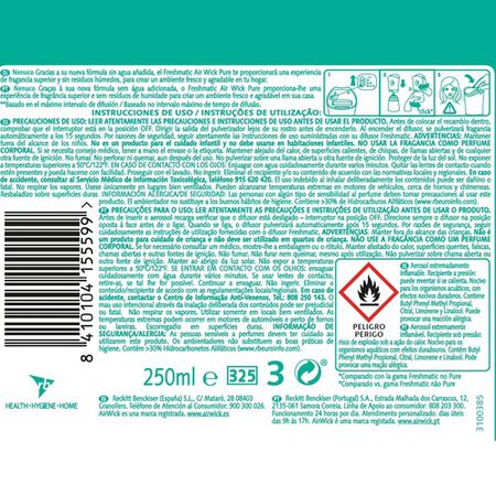 Ambientador Airwick fresh 250ml recambio Nenuco