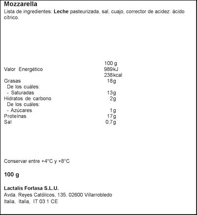 Queso mozzarella Galbani 100 gr