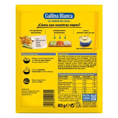 Sopa Gallina Blanca 80g ave con arroz