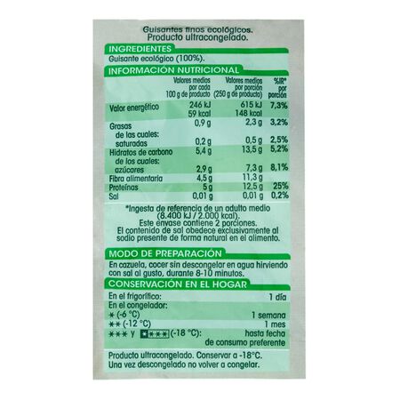 Guisantes ecológicos Alipende 500g finos