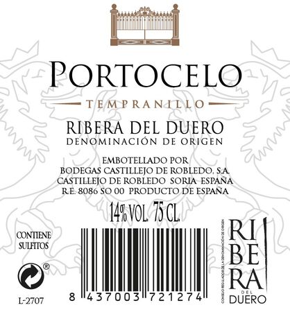 Vino tinto DO Ribera del Duero Portocelo 75cl