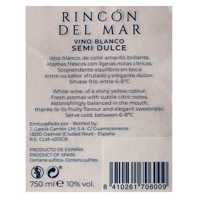 Vino blanco Rinc&oacute;n del Mar semidulce