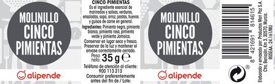 Molinillo Alipende 35g 5 pimientas