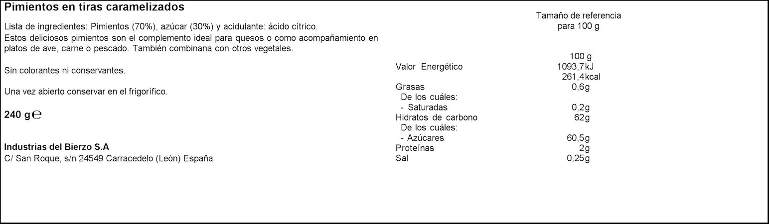 Pimiento caramelizado Ibsa tarro de cristal 240g