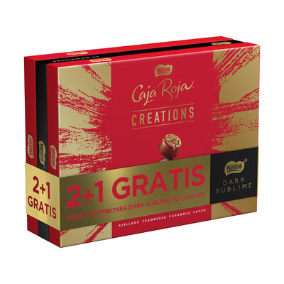 Bombones de chocolate Caja Roja Creations 192g con regalo Dark Sublime 145g