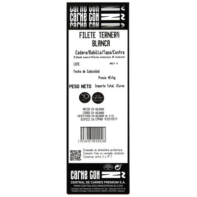 Filete de 1&ordf; de ternera blanca premium 400g aproximadamente