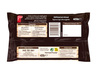 Espinacas en hojas Findus 400g