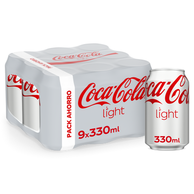 Refresco cola light Coca-Cola lata 33cl pack 9