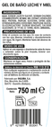 Gel de ba&ntilde;o Bodyplus 750 ml leche y miel