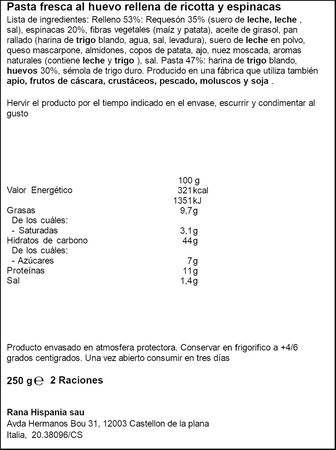 Tortellini Ricota&Espinaca Rana 250g
