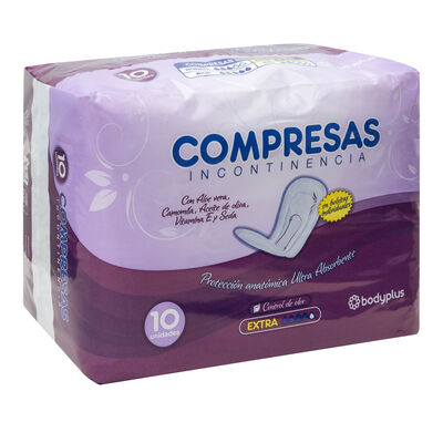 Compresas de incontinencia leve Bodyplus 10 uds extra
