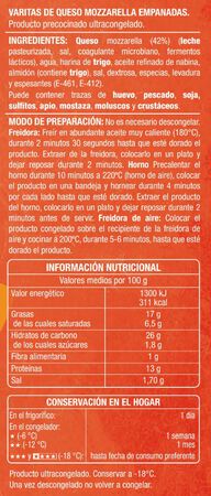 Fingers de mozzarella Alipende 400g rebozados