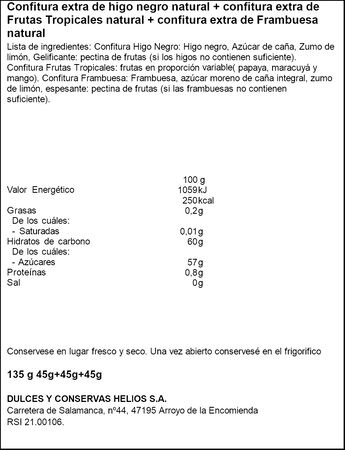 Confitura natural para quesos pack de tres sabores Helios 135 g