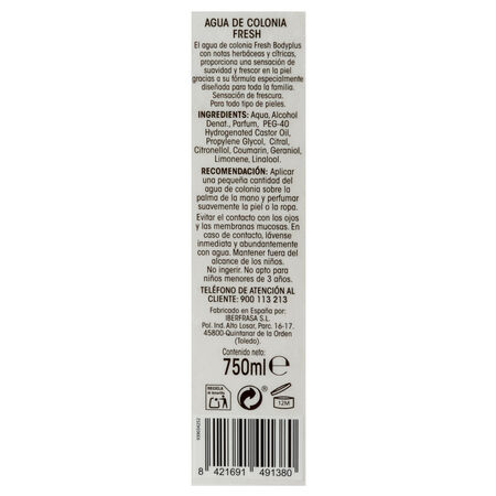 Agua de Colonia Bodyplus 750ml frescor