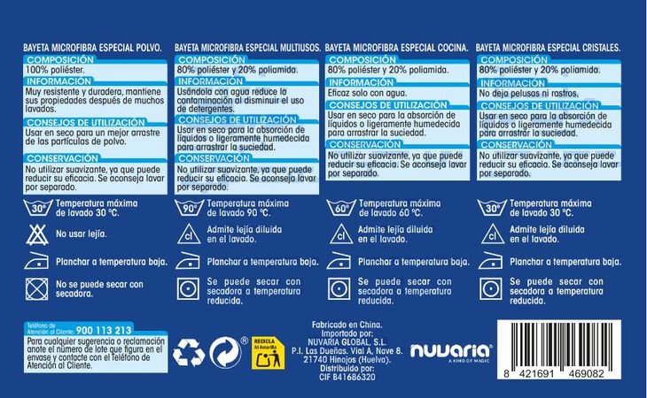 Bayeta Lanta 4 uds microfibra multiusos