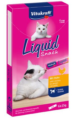 Alimento para gato snack líquido con pollo y taurina Vitakraft 6 unid