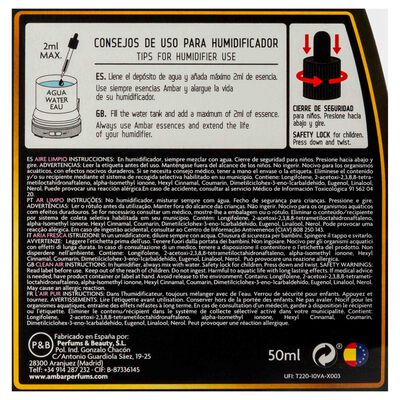 Esencia hidrosoluble Ambar 50ml aire limpio