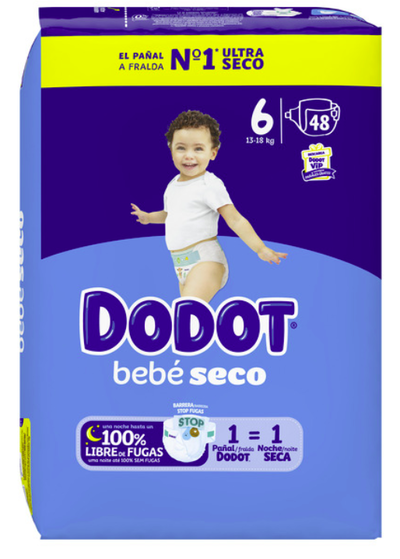 Pa&ntilde;al dodot talla 6 paquete de 48 unidades