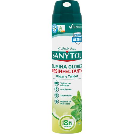 Ambientador spray desinfectante Sanytol 300ml hogar y tejidos menta