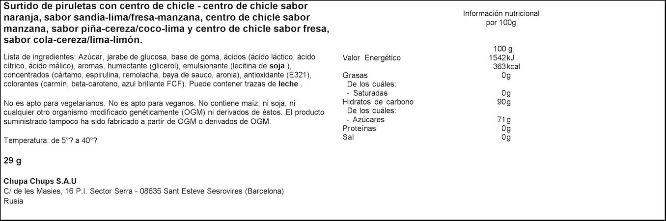Caramelos sin gluten Chupa Chups 29g xxl