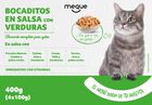 Comida h&uacute;meda gato bocaditos Meque verduras pack 4