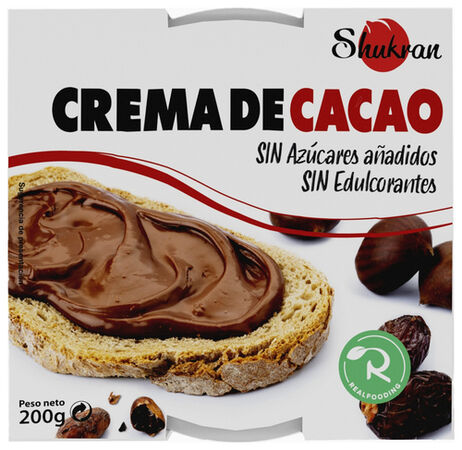 Crema de cacao vegano Shukran Realfooding 200g