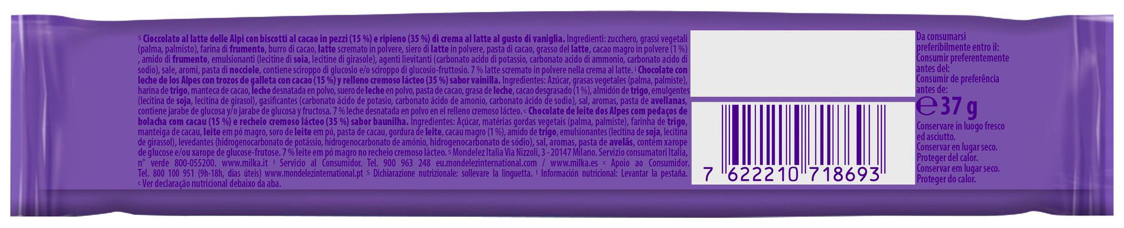 Chocolatina Milka 37g con galleta oreo