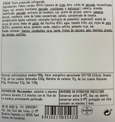 Fideu&aacute; de marisco Bo de deb&oacute; 300g