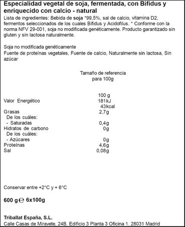 Postre bífidus Sojasun pack 6 natural