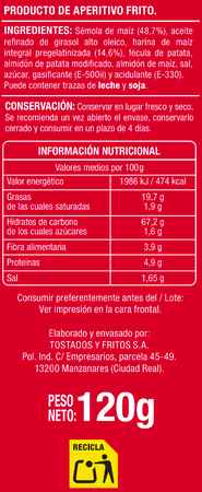 Snack de ma&iacute;z aros crujientes Alipende 120g