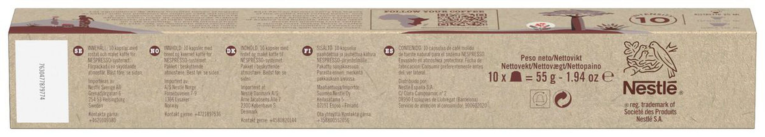 Café origen áfrica ristretto Nescafé 10 cápsulas