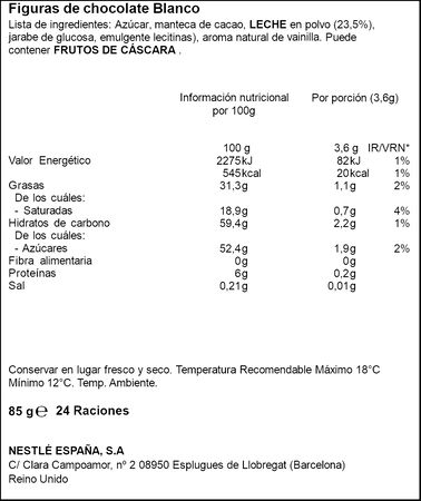 Calendario de Adviento de figuritas de chocolate Blanco Milkybar 85g