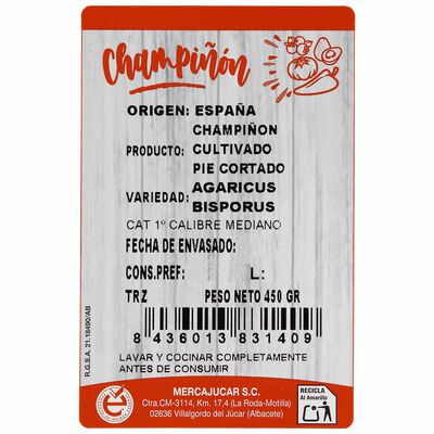 Champi&ntilde;&oacute;n cortado bandeja 450g