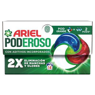 Detergente cápsulas pods Ariel 14l lavados poderoso