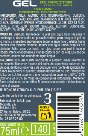 Gel afeitar Bodyplus 75ml pieles sensibles