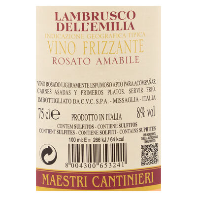 Vino rosado Lambrusco Maestri Cantinieri 75cl